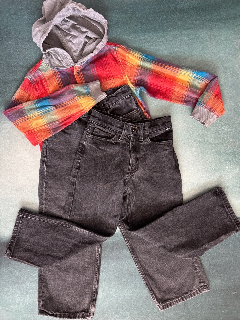 Vans Boys Check-5 Baggy Jeans + Vans Loose Fit Jeans + Hanna Anderson Shirt